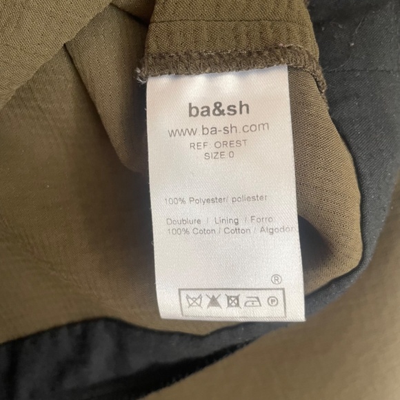 ba&sh Olive Green V-Neck Mini Orest Dress with Sleeves (Size 0 / XS / FR 34) EUC - Picture 4 of 5